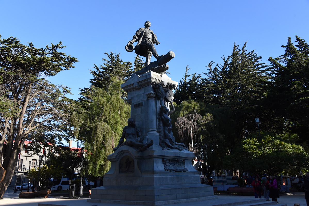 03A Memorial Statue to Ferdinand Magellan In Plaza De Armas Munoz Gamero Punta Arenas Chile